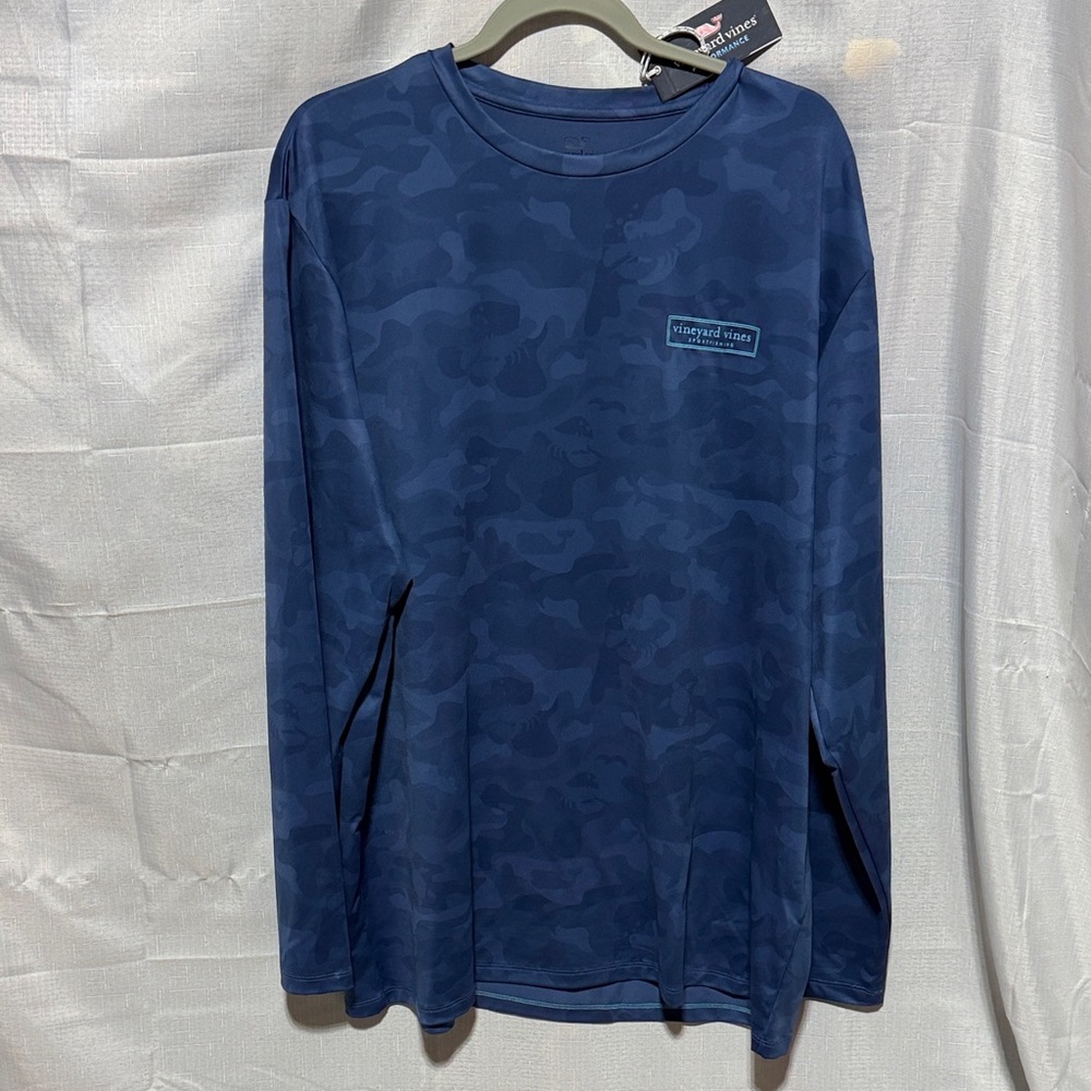 Vineyard Vines Camo Logo Box Long Sleeve Performance Harbor Tee NWT